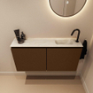 MONDIAZ TURE-DLUX Meuble toilette - 100cm - Rust - EDEN - vasque Ostra - position droite - 1 trou de robinet SW1105078