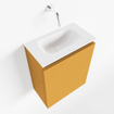 MONDIAZ TURE Ensemble de lavabo - 40x23x50cm - 0 trous de robinet - 1 porte - ocre mat - Lavabo au centre - Solid Surface Blanc MODÈLE D'EXPOSITION SHOW21716