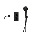 Fortifura Calvi Badkraan set - uitloop - 22cm inkortbaar - metalen slang - ronde handdouche - inbouwdeel - wandhouder - mat zwart SW1244025