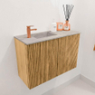 Mondiaz JOYA-DLUX 60cm toiletmeubel - kleur Oak - Wastafel FAYE positie Links 1 kraangat kleur Glace. SW1421995