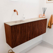 Mondiaz JOYA-DLUX Meuble de toilette 111.6cm - arrondi droit couleur Ruby - Lavabo FAYE position Gauche Sans trou de robinet couleur Frappe SW1423504