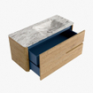Mondiaz CIRO-DLUX Meuble de salle de bains - 110x45x50cm - Vasque solid surface Glace - 1 lavabo à droite - 1 trou de robinet - 2 tiroirs - Chêne SW1530803