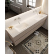 Mondiaz VICA ensemble de meuble de salle de bain - 200cm - meuble sous-vasque fumée - 4 tiroirs - lavabo nuage double - sans trou de robinet version XL 60cm de haut SW1089847