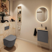 MONDIAZ TURE-DLUX Meuble toilette - 40cm - Dark Grey - EDEN - vasque Frappe - position centrale - sans trou de robinet SW1102711