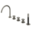 Hotbath Cobber @work Combinaison de bord de baignoire encastrée 5 trous avec 2 boutons de mitigeur et bec orientable nickel brossé SW440690