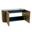 Mondiaz JOYA-DLUX Meuble de toilette 81,6cm - arrondi gauche couleur Dusk - Lavabo FAYE position Droite 1 trou de robinet couleur Glace SW1423177