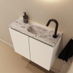 MONDIAZ TURE-DLUX Meuble toilette - 60cm - Talc - EDEN - vasque Glace - position droite - 1 trou de robinet SW1103105