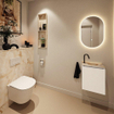 MONDIAZ TURE-DLUX Meuble toilette - 40cm - Talc - EDEN - vasque Frappe - position droite - 1 trou de robinet SW1102582