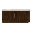 Mondiaz JOYA-DLUX Meuble de toilette 91,6cm - arrondi droit couleur Noyer - Vasque FAYE position Gauche Sans trou de robinet couleur Ostra. SW1422612