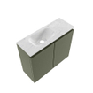 MONDIAZ TURE-DLUX Meuble toilette - 60cm - Army - EDEN - vasque Opalo - position gauche - sans trou de robinet SW1104197