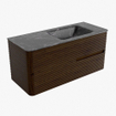 Mondiaz CIRO-DLUX Badkamermeubelset - 110x45x50cm - Solid surface wastafel Lava - 1 wasbak Rechts - zonder kraangaten - 2 lades - Walnut SW1530165