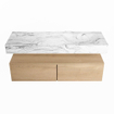 MONDIAZ ALAN - DLUX Ensemble de meuble de salle de bains - 130cm - meuble bas - chêne blanchi - 2 tiroirs - lavabo suspendu - vasque à droite - 0 trous de robinet - Glace SW808848