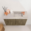 Mondiaz JOYA-DLUX 60cm meuble de salle de bains - couleur Dusk - Vasque FAYE position Droite 1 trou de robinet couleur Glace. SW1423135