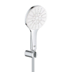 GROHE Rainshower SmartActive 130 Set de douchette - 3 types de jets - rond - avec support - flexible lisse - 150cm - chromé/moon white SW472430
