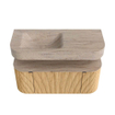 MONDIAZ THOR-DLUX 110cm meuble de salle de bains arrondi gauche + droite couleur Oak avec 1 tiroir et 2 portes. Vasque suspendue CLOUD Gauche sans trou de robinet couleur Saba. SW1463002