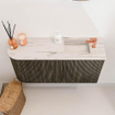 Mondiaz JOYA-DLUX 81.6cm meuble de salle de bains sous lavabo - arrondi gauche couleur Shadow - Vasque FAYE position Droite 1 trou de robinet couleur Nata SW1424984