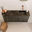 Mondiaz JOYA-DLUX 91.6cm toiletmeubel - ronding links kleur Shadow - Wastafel FAYE positie Rechts Zonder kraangat kleur Lava. SW1422878
