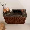 Mondiaz JOYA-DLUX Meuble de salle de bains 61,6cm - arrondi gauche couleur Ruby - Vasque FAYE position Droite 1 trou de robinet couleur Lava SW1423650