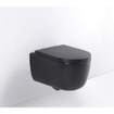 QeramiQ Dely Swirl Ensemble WC - 36.3x51.7cm - Réservoir encastré Geberit UP320 - Abattant de 35mm d'épaisseur - Plaque de commande blanc brillant - Boutons rectangulaires - Noir mat SW1138619