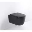 QeramiQ Dely Swirl Toiletset - 36.3x51.7cm - Geberit UP320 Burda inbouwreservoir - 35mm zitting - koperen bedieningsplaat - rechthoekige knoppen - mat zwart SW1138613