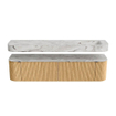 MONDIAZ THOR-DLUX 190cm badmeubel ronding links + rechts kleur Oak met 2 lades en 2 deuren. Vrijhangende wastafel CLOUD Rechts zonder kraangat kleur Glace. SW1466365