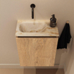 MONDIAZ TURE-DLUX meuble WC 40 cm Washed Oak. Lavabo EDEN Frappe position gauche. Sans trou de robinet. SW1103070