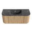 MONDIAZ KURVE-DLUX 110cm Meuble salle de bain avec module 25 G et D - couleur Oak - 1 tiroir - 2 portes - vasque CLOUD centre - 1 trou de robinet - couleur Lava SW1138532