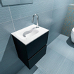 MONDIAZ ADA Toiletmeubel - 40x30x50cm - 1 kraangat - 2 lades - urban mat - wasbak links - Solid surface - Wit SW472519