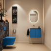 MONDIAZ TURE-DLUX Meuble toilette - 60cm - Jeans - EDEN - vasque Lava - position gauche - sans trou de robinet SW1103845