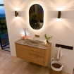 Mondiaz CIRO-DLUX Ensemble de meubles de salle de bains - 100x45x50cm - lavabo solid surface Sombra - 1 vasque au milieu - sans trous de robinet - 2 tiroirs - Chêne SW1531232