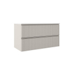 Saniclass Prime Blend Ensemble meuble de salle de bains - 100x55x46cm - 1 vasque rectangulaire en céramique blanche - 1 trou de robinet - 2 tiroirs - miroir rectangulaire - coton mat (beige) SW916958