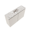 MONDIAZ TURE-DLUX Meuble toilette - 80cm - Linen - EDEN - vasque Glace - position centrale - sans trou de robinet SW1103356