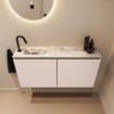 MONDIAZ TURE-DLUX meuble WC 100cm Rosee. EDEN lavabo Glace position gauche. Avec 1 trou de robinet. SW1103488