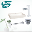 FugaFlow Eccelente Arredo fonteinset - 38x7x24cm - 1 kraangat - keramiek - fonteinkraan chroom - glans wit - Black Friday - SW1125301