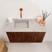 Mondiaz JOYA-DLUX 60cm toiletmeubel - kleur Ruby - Wastafel FAYE positie Links Zonder kraangat kleur Glace. SW1423558