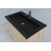 Basic Bella Meuble salle de bains avec lavabo acrylique Noir 80x55x46cm 1 trou de robinet avec miroir et éclairage Chêne SW491779