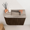 Mondiaz JOYA-DLUX 51.6cm toiletmeubel - ronding links kleur Walnut - Wastafel FAYE positie Rechts 1 kraangat kleur Oza. SW1424590