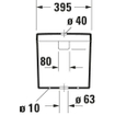 Duravit HappyD 2 réservoir WC attenant + partie intérieure avec évacuation verticale gauche 4.5/3L double chasse avec Wondergliss blanc SW54363