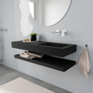 MONDIAZ ALAN 120cm - Ensemble meuble de salle de bains - solid surface - tablette avec lavabo suspendu - vasque à droite - 0 trous de robinet - urban SW408855