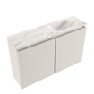 MONDIAZ TURE-DLUX Meuble WC 80 cm Linen. EDEN lavabo Frappe position droite. Sans trou de robinet. SW1102859