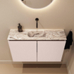 MONDIAZ TURE-DLUX meuble WC 80 cm Rosee. EDEN lavabo Glace position centrale. Sans trou de robinet. SW1103513