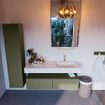 Mondiaz ALAN-DLUX Ensemble de meuble - 130cm - meuble Army mat - 2 tiroirs - Lavabo Cloud Opalo suspendu - vasque Droite - 1 trou de robinet SW807085