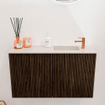 Mondiaz JOYA-DLUX 70cm toiletmeubel - kleur Walnut - Wastafel FAYE positie Rechts 1 kraangat kleur Meli. SW1424404