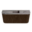 Mondiaz JOYA-DLUX 93.2cm meuble de salle de bains - arrondis gauche et droite couleur Walnut - Vasque FAYE position Milieu Sans trou de robinet couleur Sombra. SW1424773
