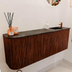 Mondiaz JOYA-DLUX Meuble de toilette 111.6cm - arrondi gauche couleur Ruby - Vasque FAYE position Droite 1 trou de robinet couleur Lava SW1423663