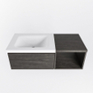 MONDIAZ BUKLA meuble de salle de bain 100cm avec module ouvert 40 couleur Marron Foncé avec 1 tiroir. Lavabo CLOUD à gauche 1 trou de robinet couleur Talc. SW1382057
