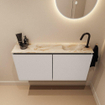 MONDIAZ TURE-DLUX Meuble toilette - 100cm - Linen - EDEN - vasque Frappe - position droite - 1 trou de robinet SW1102838