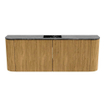 Mondiaz JOYA-DLUX 113.2cm toiletmeubel - ronding links en rechts kleur Oak - Wastafel FAYE positie Midden Zonder kraangat kleur Lava. SW1422138