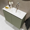 MONDIAZ TURE Kit lave-mains - 60x23x50cm - 0 trou de robinet - 2 portes - armée mate - lavabo à droite - Solid Surface Blanc SW474996