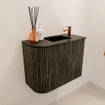 Mondiaz JOYA-DLUX Meuble de salle de bains 51,6cm - arrondi gauche couleur Shadow - Vasque FAYE position Droite 1 trou de robinet couleur Lava SW1422836